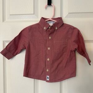 Janie and Jack red Button down boys shirt 3-6 MONTHS